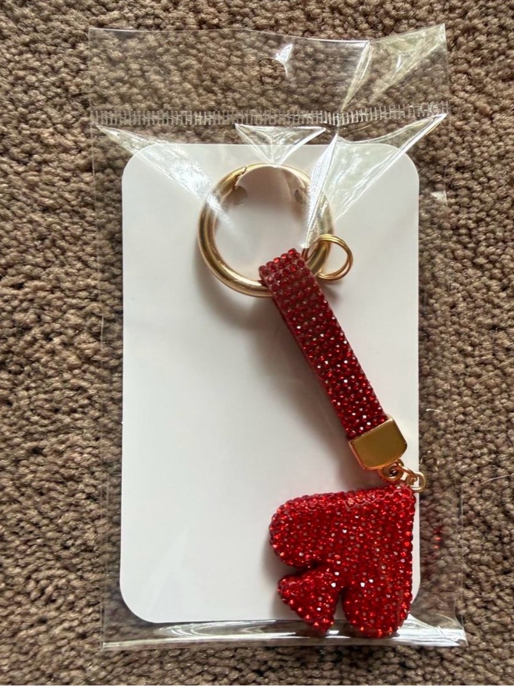 Red Crystal spade Keychain Wristlet - Women Accessories